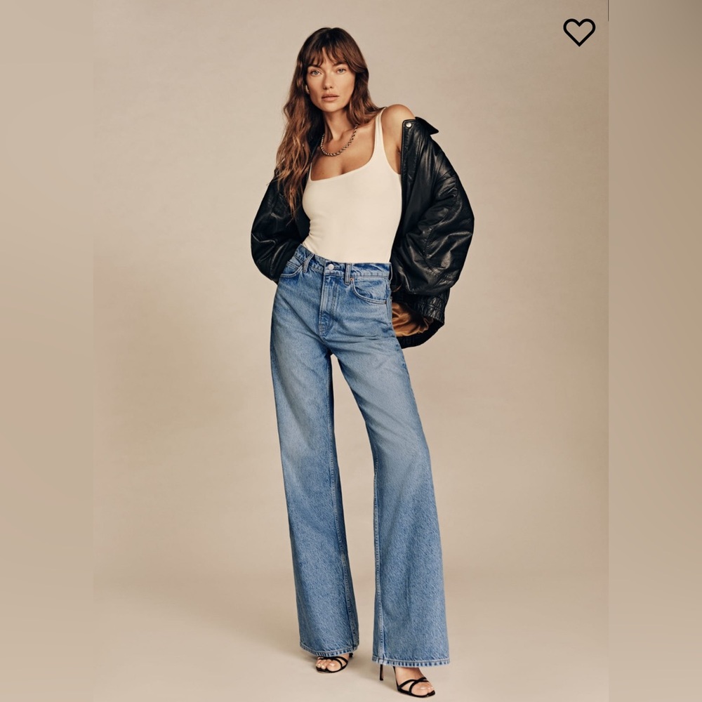 Reformation Light Blue High-Rise Wide Leg Jeans